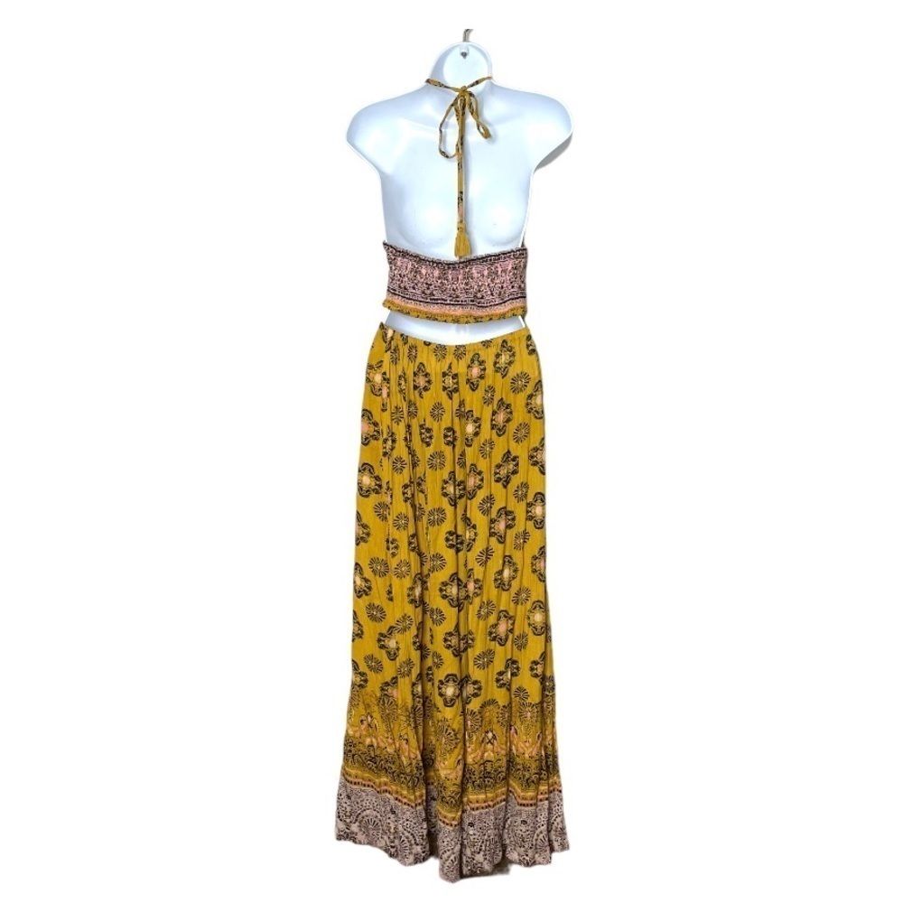 Free People Mariabelle Yellow Mustard Jumpsuit Boho Moroccan XS - Picture 7 of 15